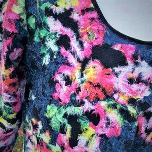 CLASS COLLECTION Retro Eyelash Fringe Trims Embroidery Cropped Top Size S/M